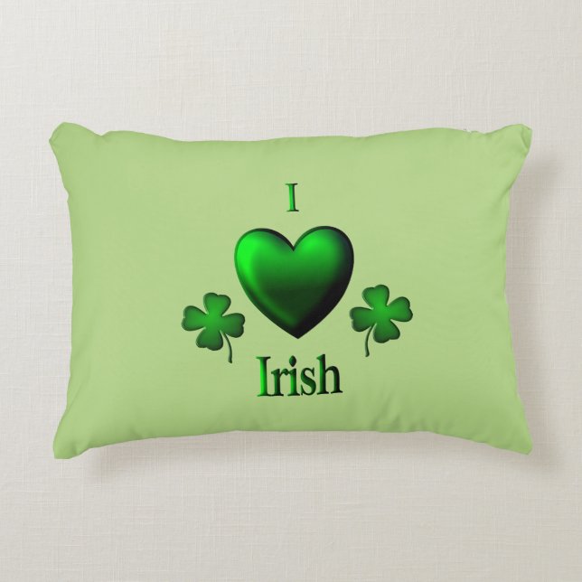 Grönt I Heart Irish Prydnadskudde (Framsidan)
