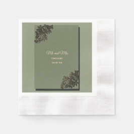 Grönt i lyxdags och guld, klassisk metall N Pappersservett