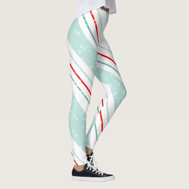 Grönt-ID440 för Juldiagram Rand Mint- Leggings (Höger)