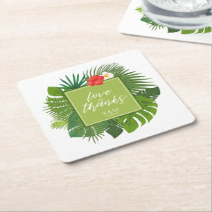 Grönt-ID577 för tropisk Bröllop- Underlägg Papper Kvadrat