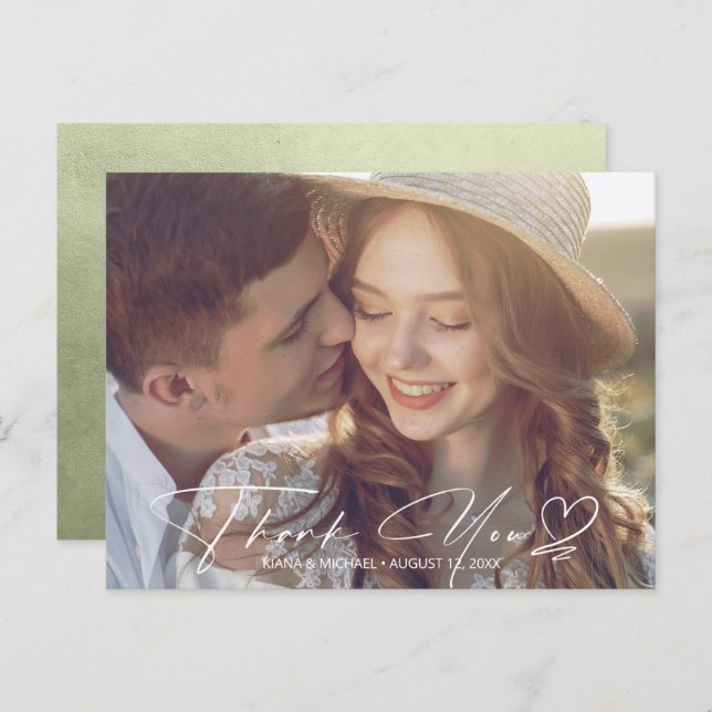 Grönt-ID786 för vattenfärggradient Tack Sage Meddelande Vykort (Fram/baksida)