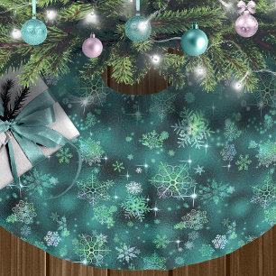 Grönt-ID846 för Snöflingor Mönster Julgransmatta Borstad Polyester