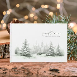 Grönt-ID för Rustic Winter Wedding Forest ID1049 Gästböcker