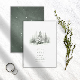 Grönt-ID för Rustic Winter Wedding Forest ID1049 Spara Datumet