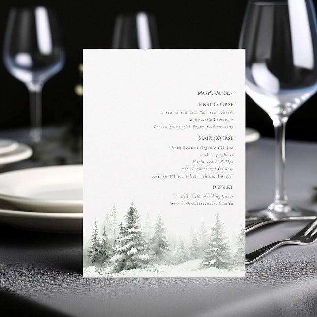 Grönt-ID för Rustic Winter Wedding Menu Forest ID1 (Skapare uppladdad)