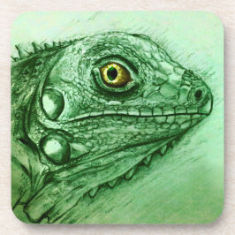 Grönt Iguana 6 Underlägg Set, realistiskt Teckning