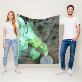 Grönt iguana fleecefilt