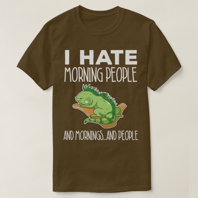 Grönt Iguana Hate Morgon People Lizard Bearded Dr. T Shirt (Design framsida)