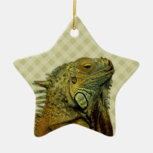 Grönt Iguana Julgransprydnad Keramik