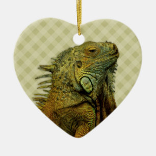 Grönt Iguana Julgransprydnad Keramik