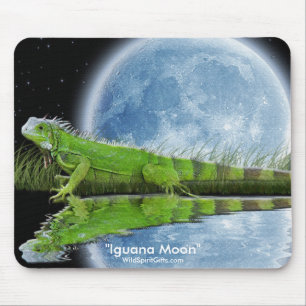 Grönt Iguana & Måne Wildlife Art Mousemat Musmatta