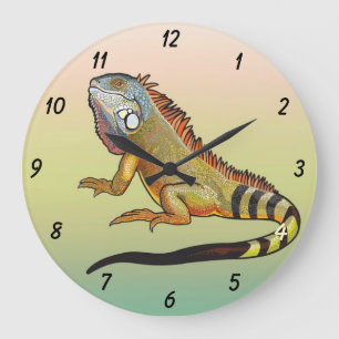 grönt iguana stor klocka