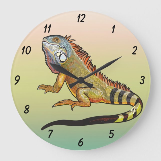 grönt iguana stor klocka (Framsida)