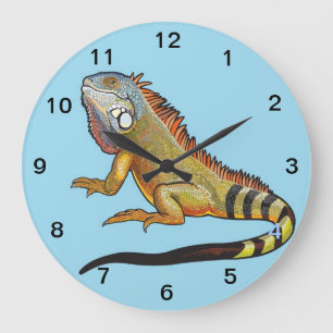 grönt iguana stor klocka