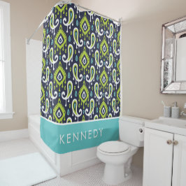 Grönt Ikat Paisley Monogram