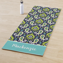 Grönt Ikat Paisley Namn Monogram