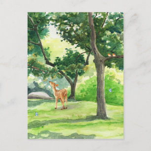 Grönt Illustrated Nature Paint med hjort Vykort