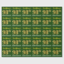 Grönt, Imitation Guld Se "98:e BIRTHDAY" Presentpapper