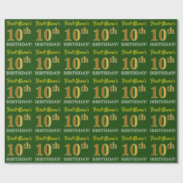 Grönt, Imitation Guld titta "10:e BIRTHDAY" Presentpapper