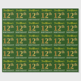 Grönt, Imitation Guld titta "12:e BIRTHDAY" Presentpapper
