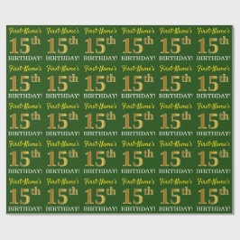 Grönt, Imitation Guld titta "15:e BIRTHDAY" Presentpapper