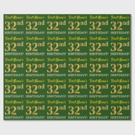 Grönt, Imitation Guld titta "32:a BIRTHDAY" Presentpapper