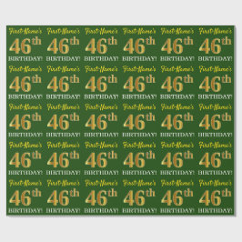 Grönt, Imitation Guld titta "46:e BIRTHDAY" Presentpapper