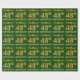 Grönt, Imitation Guld titta "48:e BIRTHDAY" Presentpapper