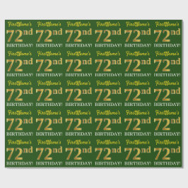 Grönt, Imitation Guld titta "72:a BIRTHDAY" Presentpapper