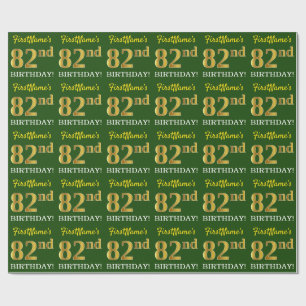 Grönt, Imitation Guld titta "82:a BIRTHDAY" Presentpapper