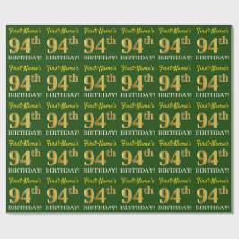 Grönt, Imitation Guld titta "94:e BIRTHDAY" Presentpapper