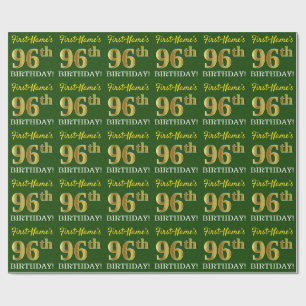 Grönt, Imitation Guld titta "96:e BIRTHDAY" Presentpapper