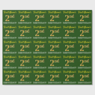 Grönt, Imitation Guld titta "andra BIRTHDAY" Presentpapper