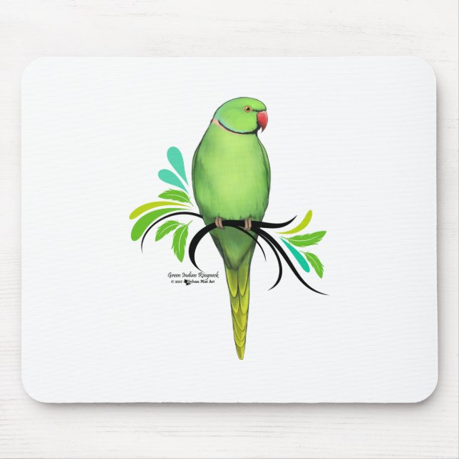 Grönt Indian Ringhead Parrot Musmatta (Framsidan)