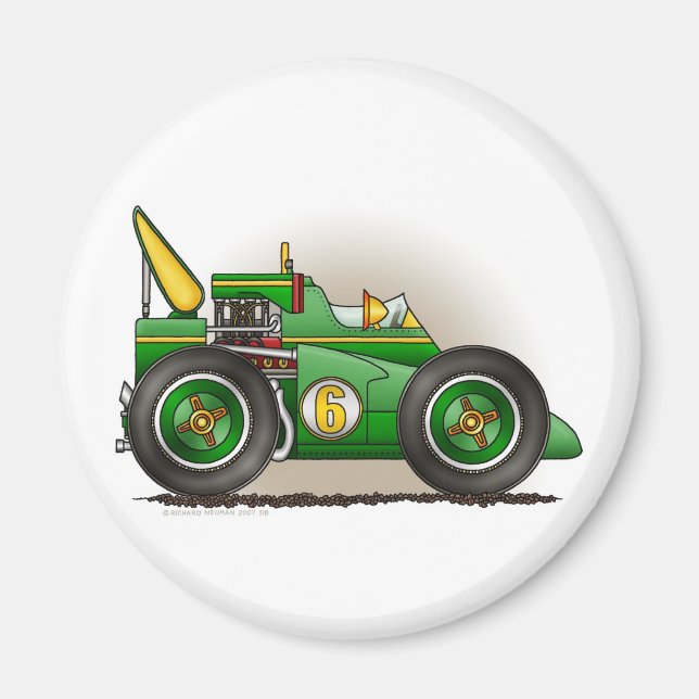 Grönt Indy Tävling Car Magnets Magnet (Framsidan)