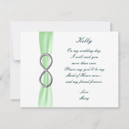 Grönt Infinity Bröllop Maid of honor Card Inbjudningar