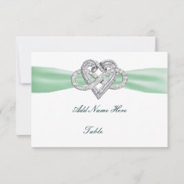 Grönt Infinity Heart Bröllop Bord Place Card Inbjudningar