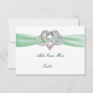 Grönt Infinity Heart Bröllop Bord Place Card Inbjudningar