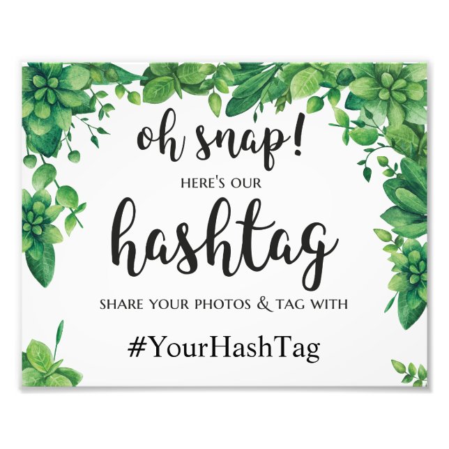 Grönt instagram-hashtaggskylt Sommarbröllopsaffisc Fototryck (Framsidan)