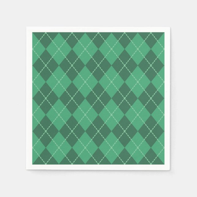 Grönt Irish Argyle Napkins Pappersservett (Framsidan)
