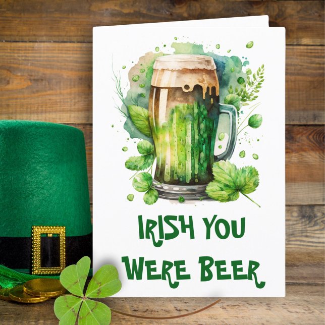 Grönt Irish Beer Klöver Funny St patricks day Card Meddelande (Skapare uppladdad)