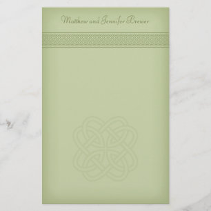 Grönt Irish Celtic Knot Personlig Stationary Brevpapper