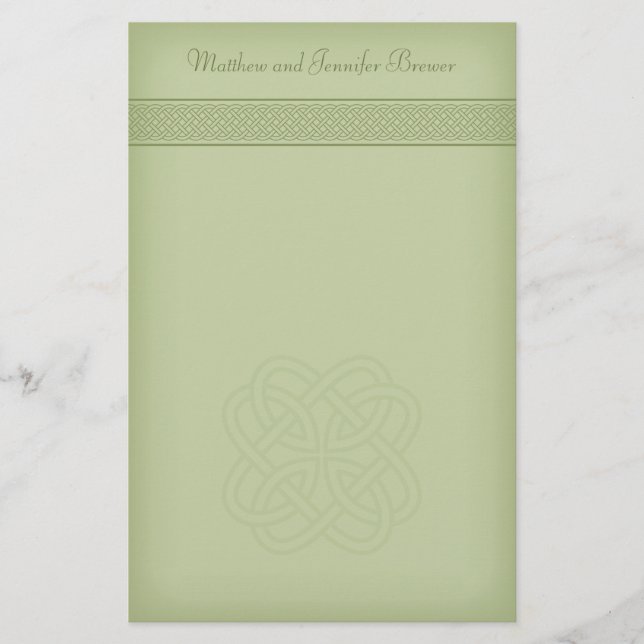 Grönt Irish Celtic Knot Personlig Stationary Brevpapper (Framsida)