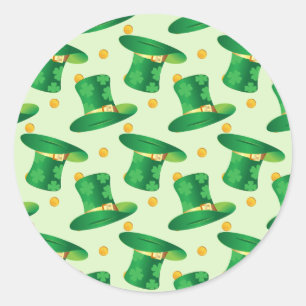 Grönt Irish Hat mönster , st patrick's day design Runt Klistermärke