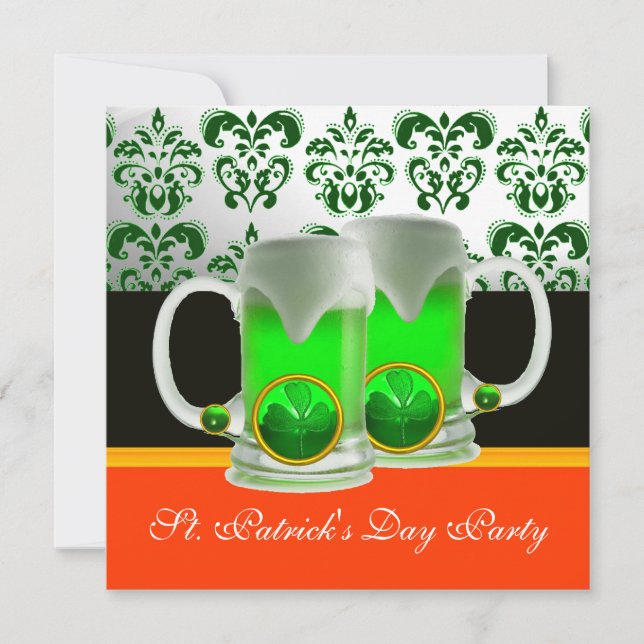 GRÖNT IRISH KÖR GLAS ,FÖRST PATRICK-DAGEN PARTY INBJUDNINGAR (Framsida)