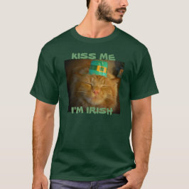 Grönt Irish Orange Cat vill kyss T-shirt
