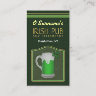 Grönt Irish Pub Manager Pub Tender Affärskort Visitkort