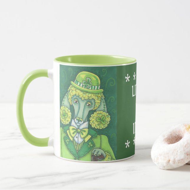 GRÖNT IRISH PUDEL, ST. PATRICK'S DAY HUND MUGG (Med munk)