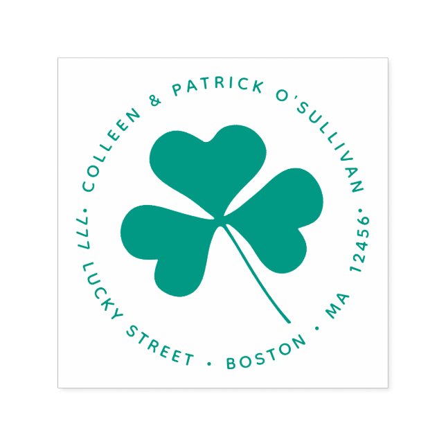 Grönt Irish Shamrock Blommigt Klöver Självfärgande Stämpel (Design)