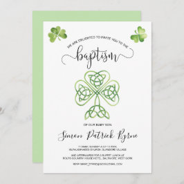 Grönt Irish Shamrock & Celtic Knot Baptism Inbjudningar